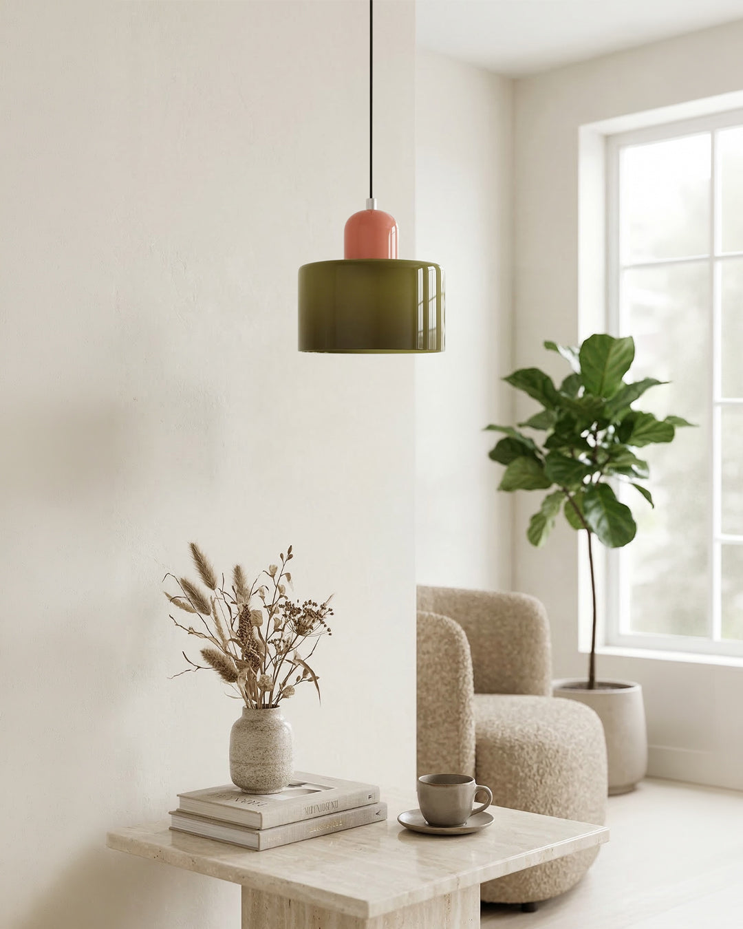 KORA Glass Pendant Lamp | Bauhaus Design Geometric Light | Adjustable | E27 | Scandinavian Interior Lighting - Lamylie