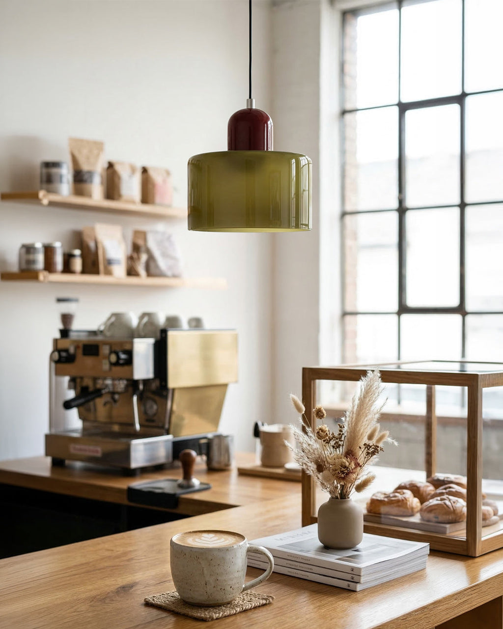 KORA Glass Pendant Lamp | Bauhaus Design Geometric Light | Adjustable | E27 | Scandinavian Interior Lighting - Lamylie