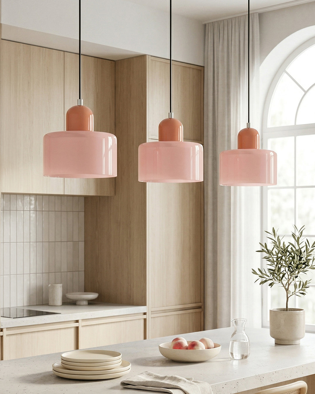 KORA Glass Pendant Lamp | Bauhaus Design Geometric Light | Adjustable | E27 | Scandinavian Interior Lighting - Lamylie