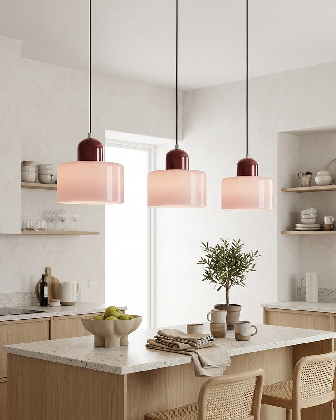 KORA Glass Pendant Lamp | Bauhaus Design Geometric Light | Adjustable | E27 | Scandinavian Interior Lighting - Lamylie