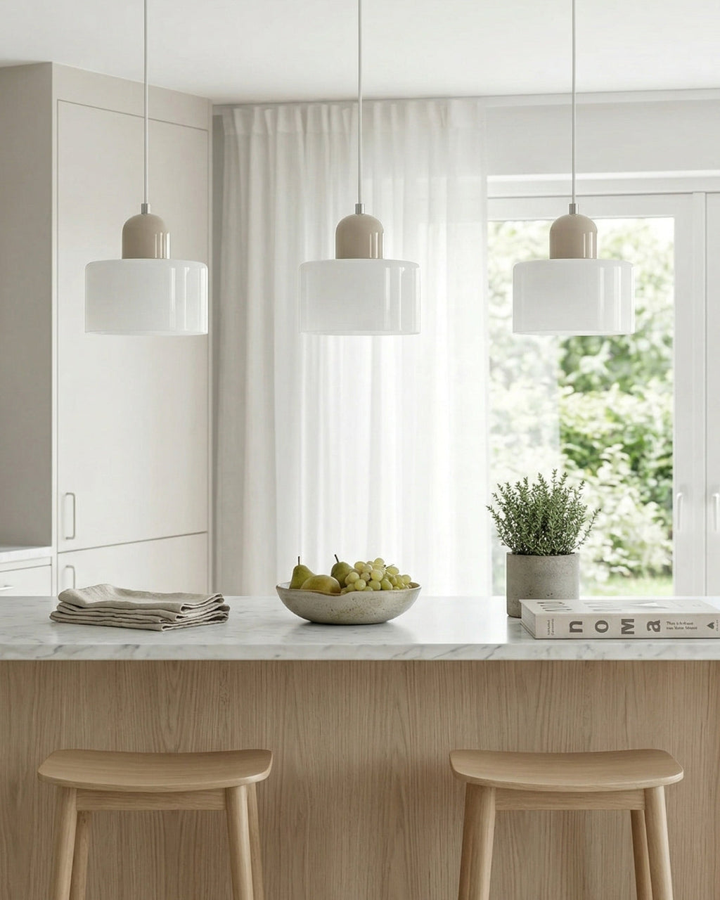 KORA Glass Pendant Lamp | Bauhaus Design Geometric Light | Adjustable | E27 | Scandinavian Interior Lighting - Lamylie