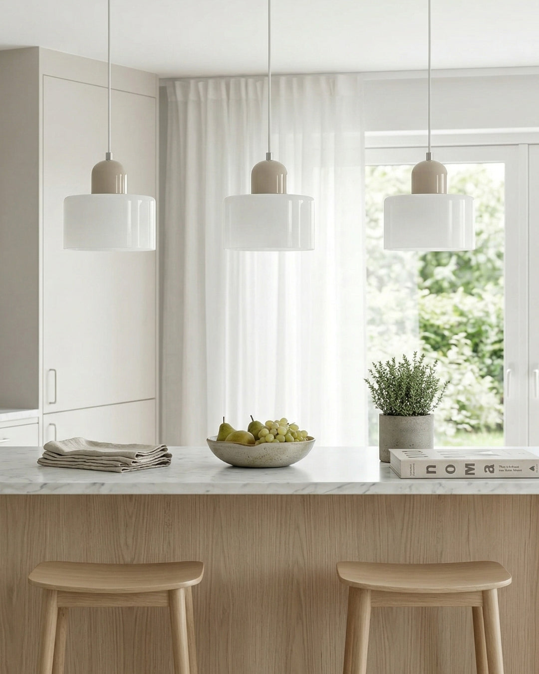 KORA Glass Pendant Lamp | Bauhaus Design Geometric Light | Adjustable | E27 | Scandinavian Interior Lighting - Lamylie