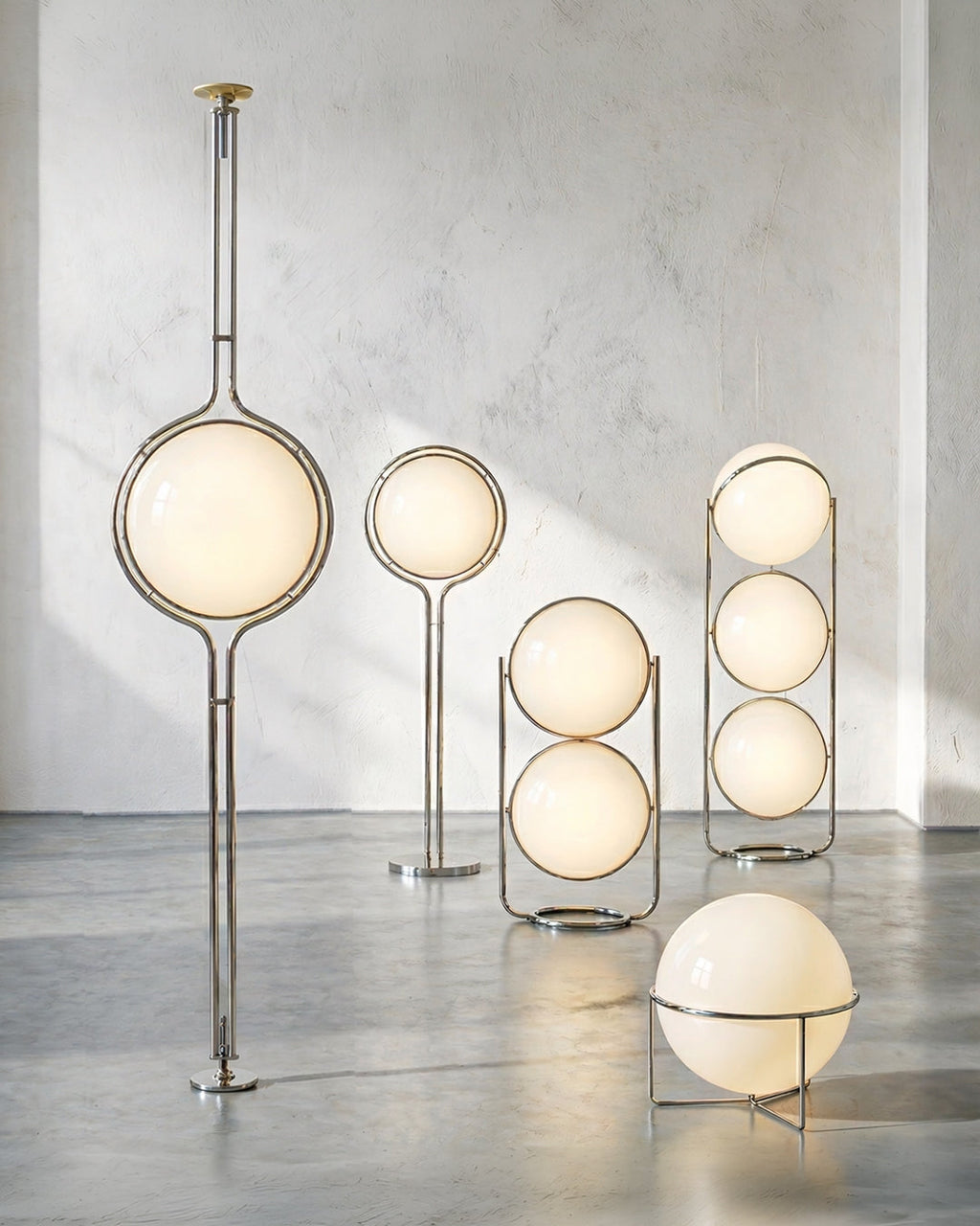 Modern Floor Lamp with Chrome Finish and Acrylic Globes | Atmospheric Lighting for Living Room and Bedroom - Lamylie