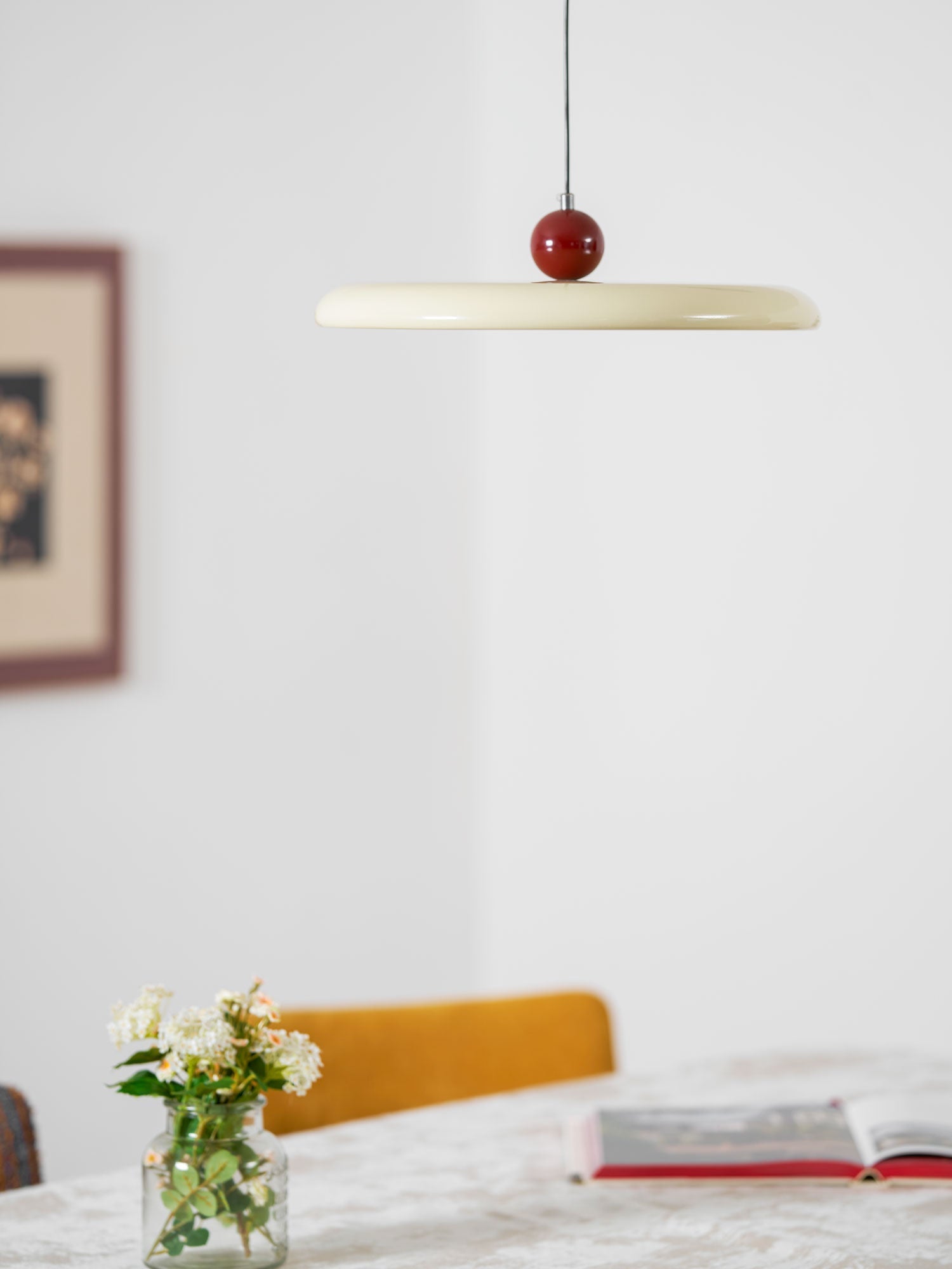 Lampada a sospensione oscillante di metà secolo — design cinetico con disco sospeso e contrappeso | Lampada a braccio regolabile per sale da pranzo moderne e spazi di lavoro creativi | LED integrato - Lamylie