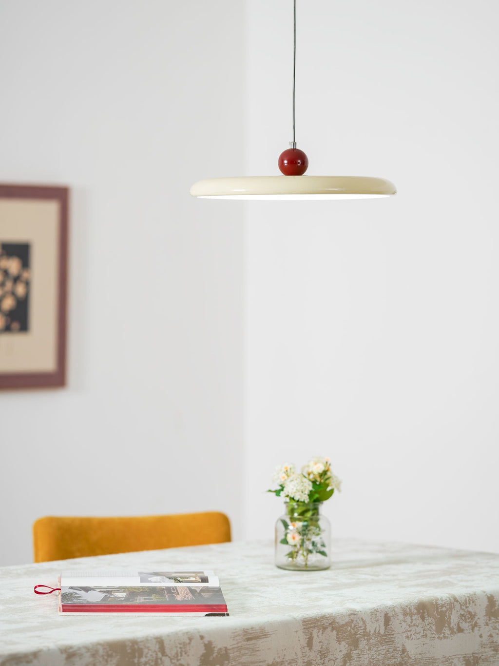 Lampada a sospensione oscillante di metà secolo — design cinetico con disco sospeso e contrappeso | Lampada a braccio regolabile per sale da pranzo moderne e spazi di lavoro creativi | LED integrato - Lamylie