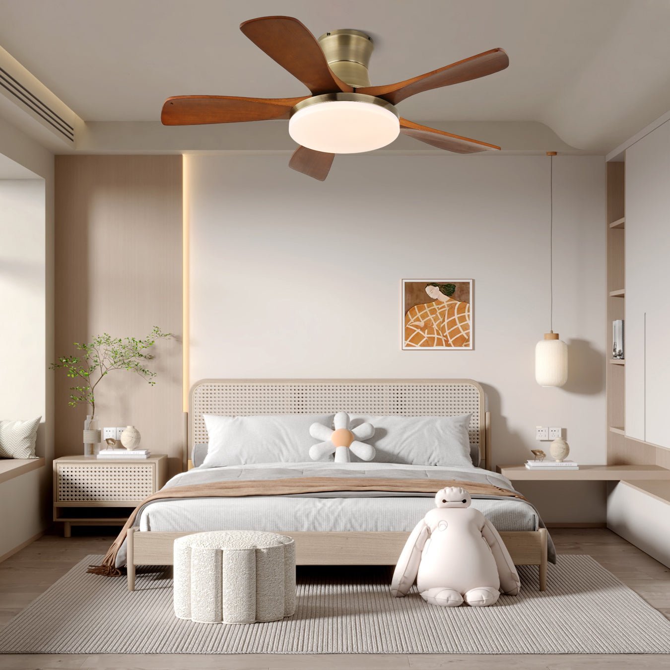 Ventilateur de plafond Brevo avec éclairage | Pales en bois naturel et éclairage élégant – Lamylie