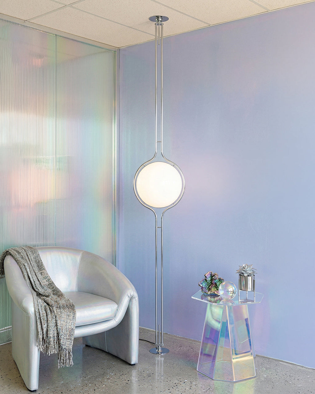 Modern Floor Lamp with Chrome Finish and Acrylic Globes | Atmospheric Lighting for Living Room and Bedroom - Lamylie