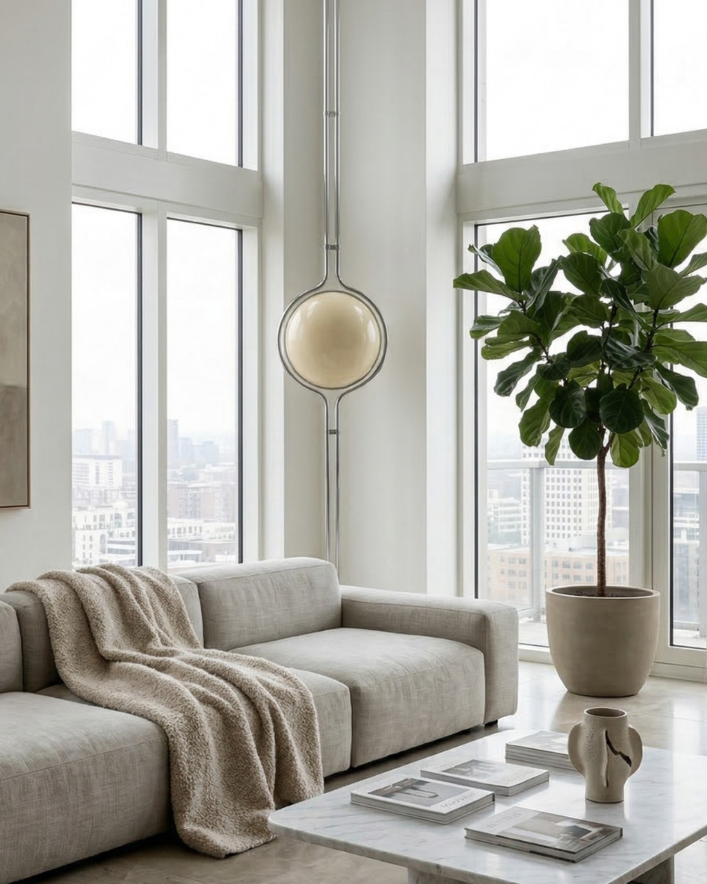 Modern Floor Lamp with Chrome Finish and Acrylic Globes | Atmospheric Lighting for Living Room and Bedroom - Lamylie