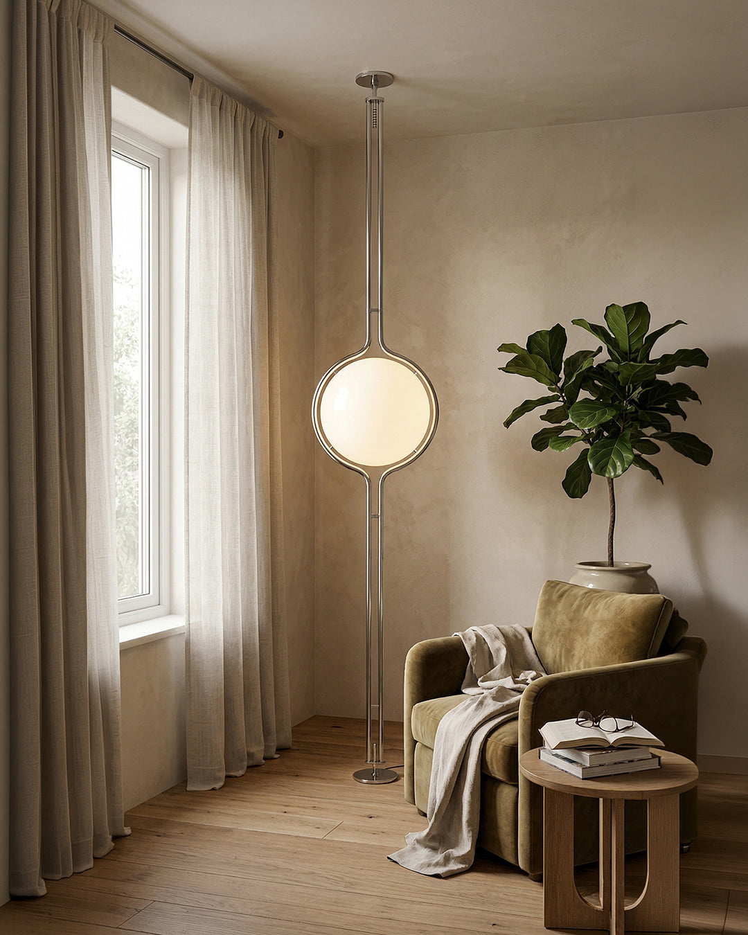 Modern Floor Lamp with Chrome Finish and Acrylic Globes | Atmospheric Lighting for Living Room and Bedroom - Lamylie