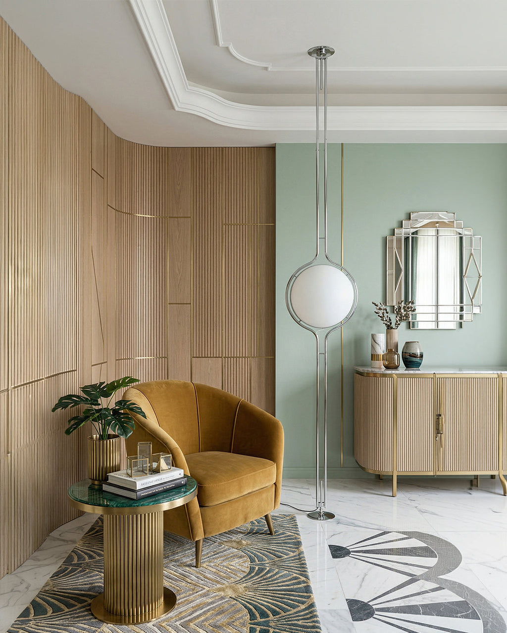 Modern Floor Lamp with Chrome Finish and Acrylic Globes | Atmospheric Lighting for Living Room and Bedroom - Lamylie