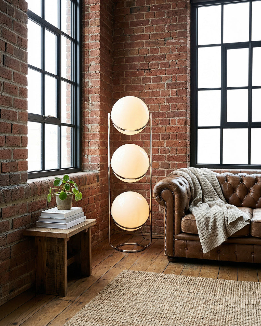 Modern Floor Lamp with Chrome Finish and Acrylic Globes | Atmospheric Lighting for Living Room and Bedroom - Lamylie