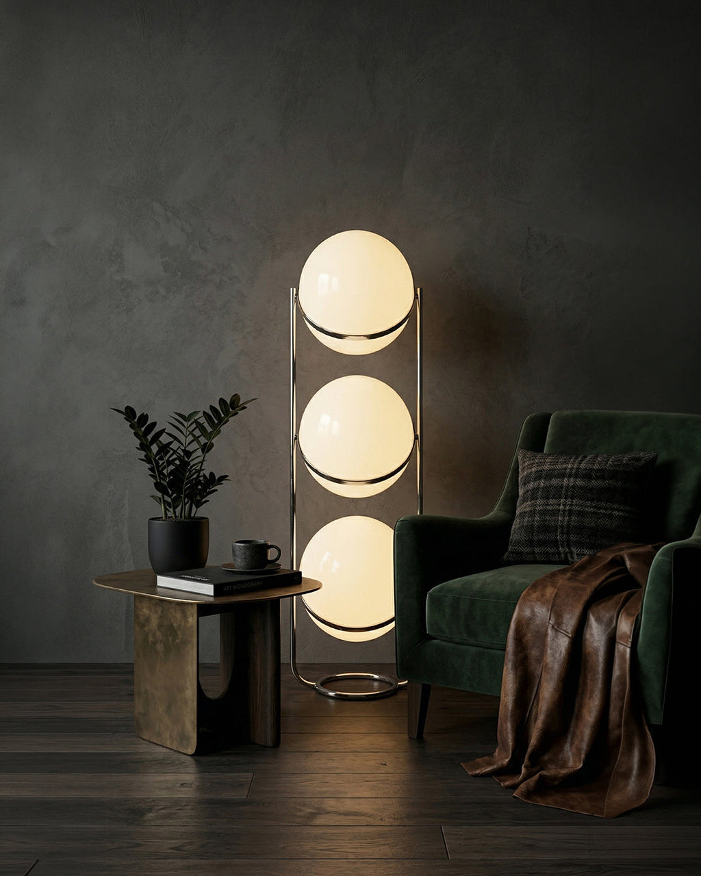 Modern Floor Lamp with Chrome Finish and Acrylic Globes | Atmospheric Lighting for Living Room and Bedroom - Lamylie