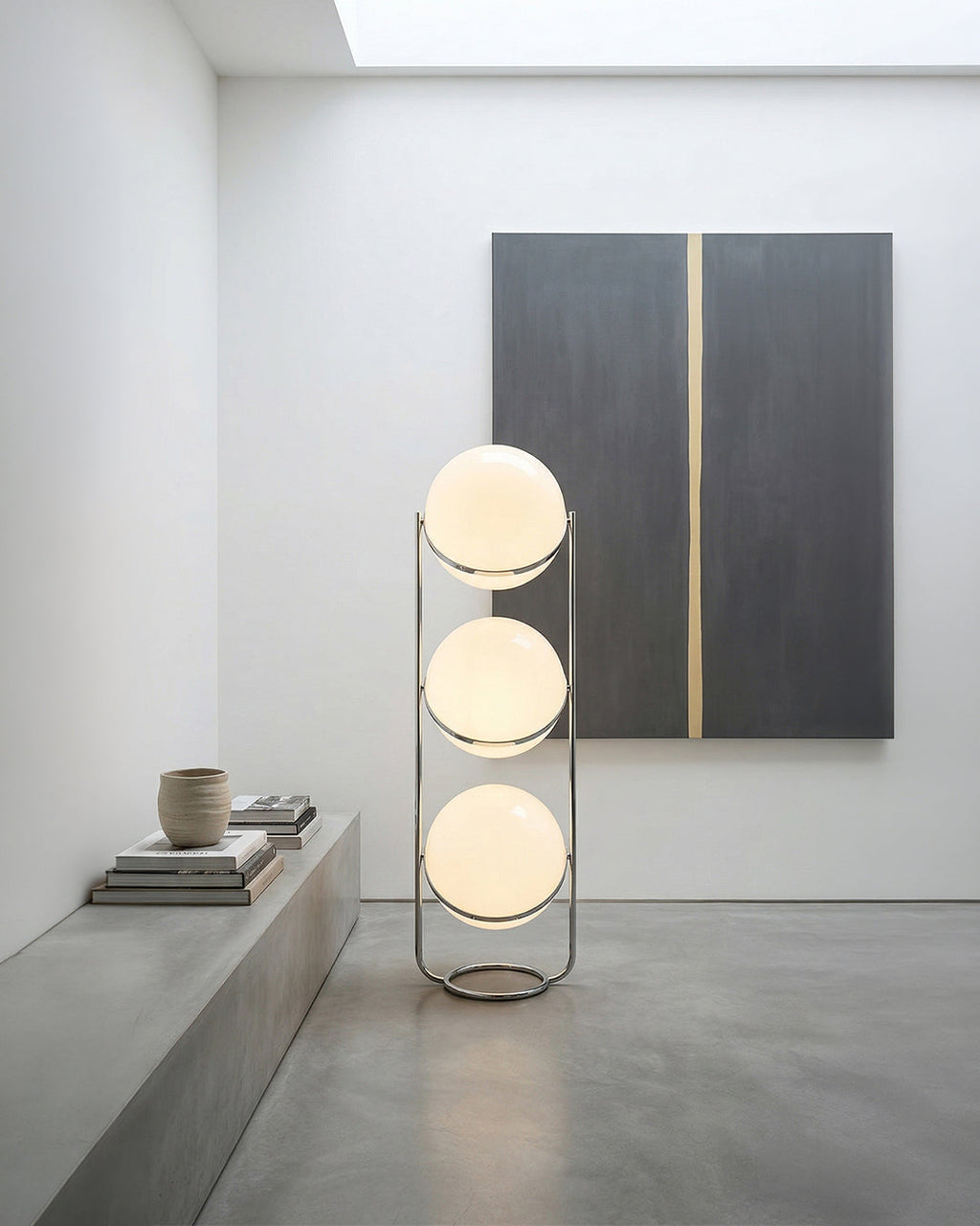 Modern Floor Lamp with Chrome Finish and Acrylic Globes | Atmospheric Lighting for Living Room and Bedroom - Lamylie