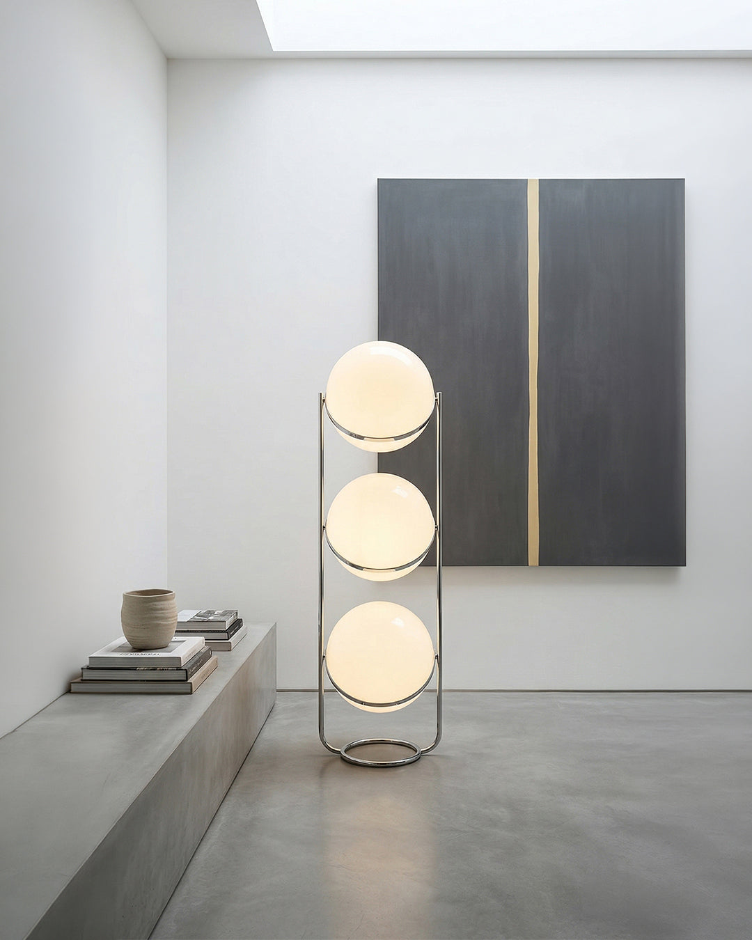 Modern Floor Lamp with Chrome Finish and Acrylic Globes | Atmospheric Lighting for Living Room and Bedroom - Lamylie
