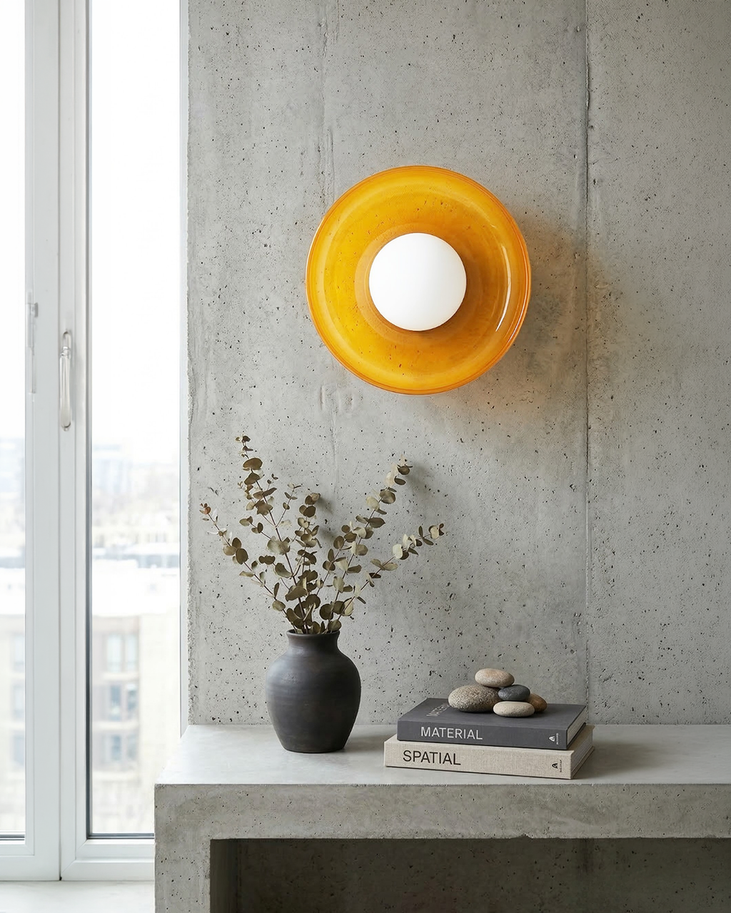 Minimalist Glass Wall and Ceiling Lamp — Modern Lighting for Hallway & Bedroom — Dimmable LED — Ø25 / Ø35 cm - Lamylie