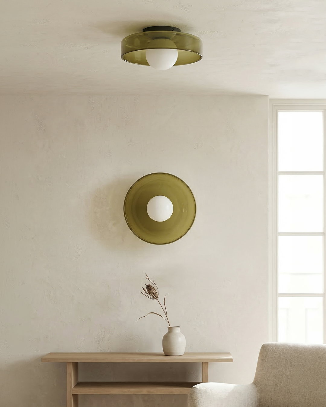 Minimalist Glass Wall and Ceiling Lamp — Modern Lighting for Hallway & Bedroom — Dimmable LED — Ø25 / Ø35 cm - Lamylie