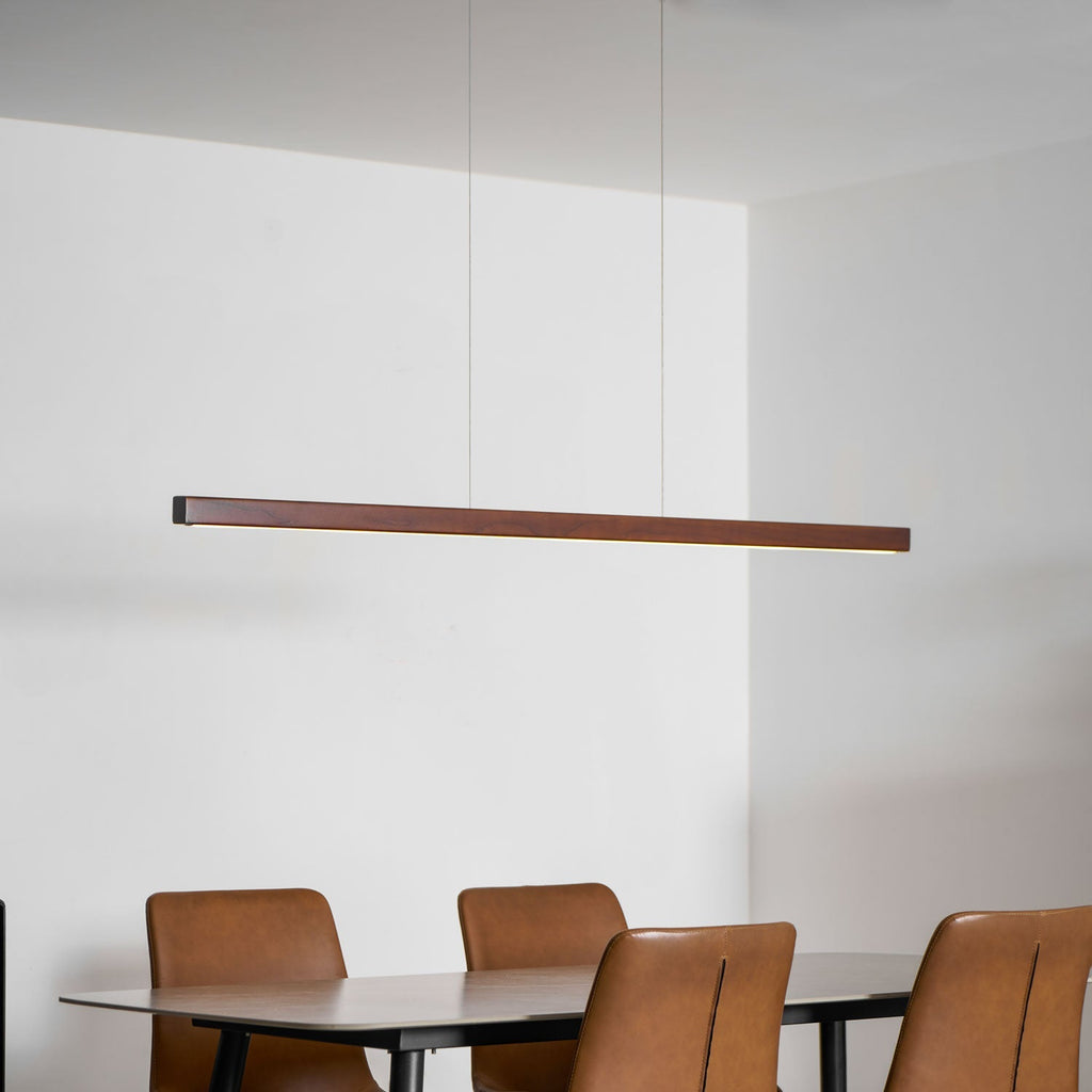 Lineare Holz-Pendelleuchte — Skandinavische LED-Pendelleuchte mit verstellbarer Höhe - Lamylie