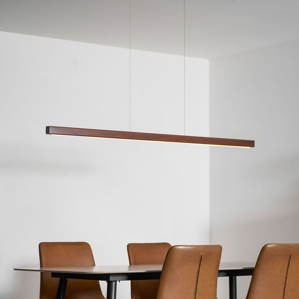 Lineare Holz-Pendelleuchte — Skandinavische LED-Pendelleuchte mit verstellbarer Höhe - Lamylie