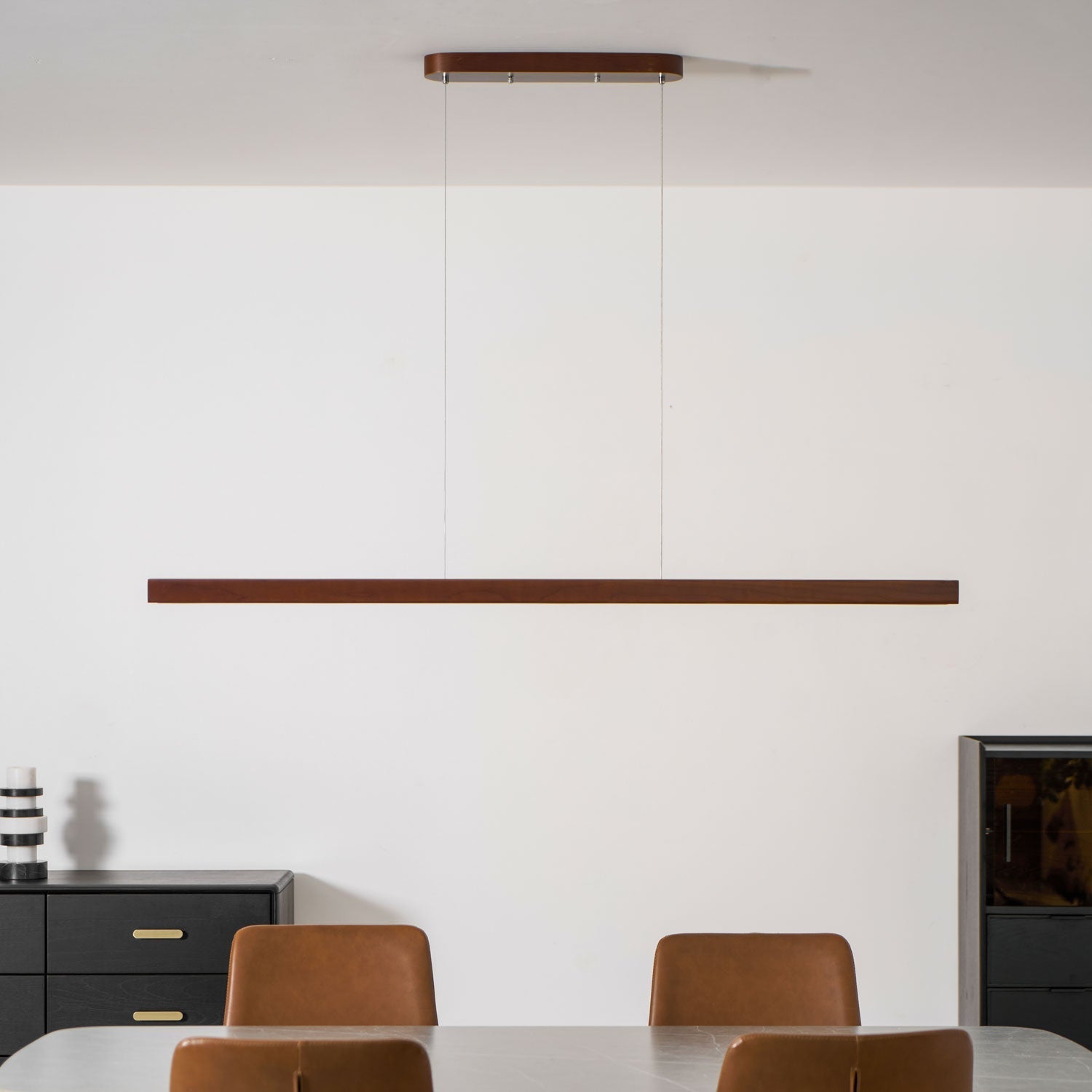 Lineare Holz-Pendelleuchte — Skandinavische LED-Pendelleuchte mit verstellbarer Höhe - Lamylie