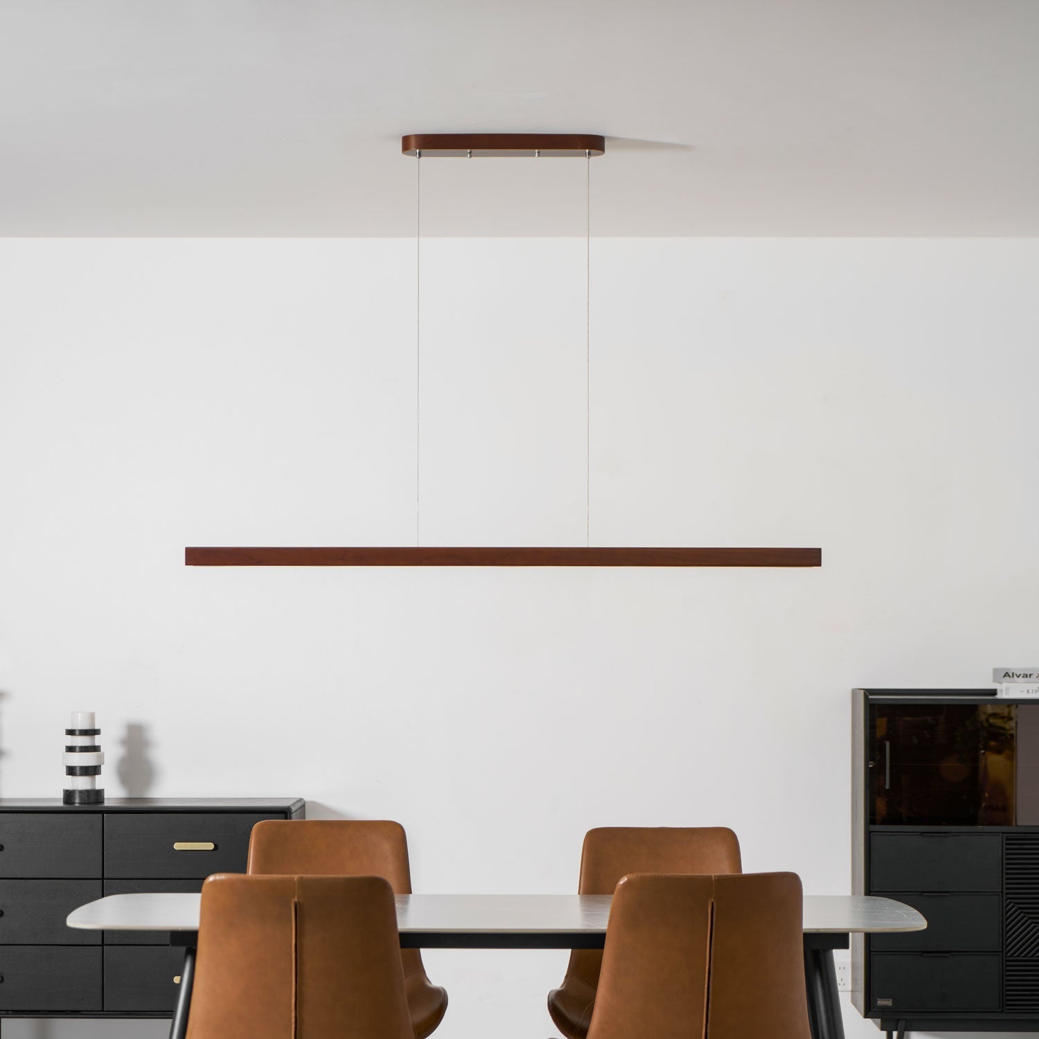 Lineare Holz-Pendelleuchte — Skandinavische LED-Pendelleuchte mit verstellbarer Höhe - Lamylie