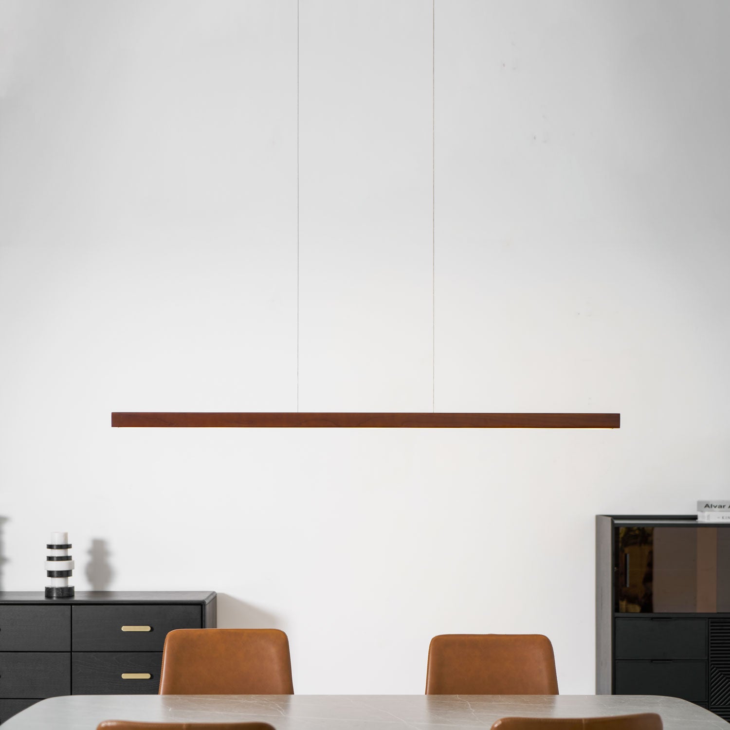 Lineare Holz-Pendelleuchte — Skandinavische LED-Pendelleuchte mit verstellbarer Höhe - Lamylie