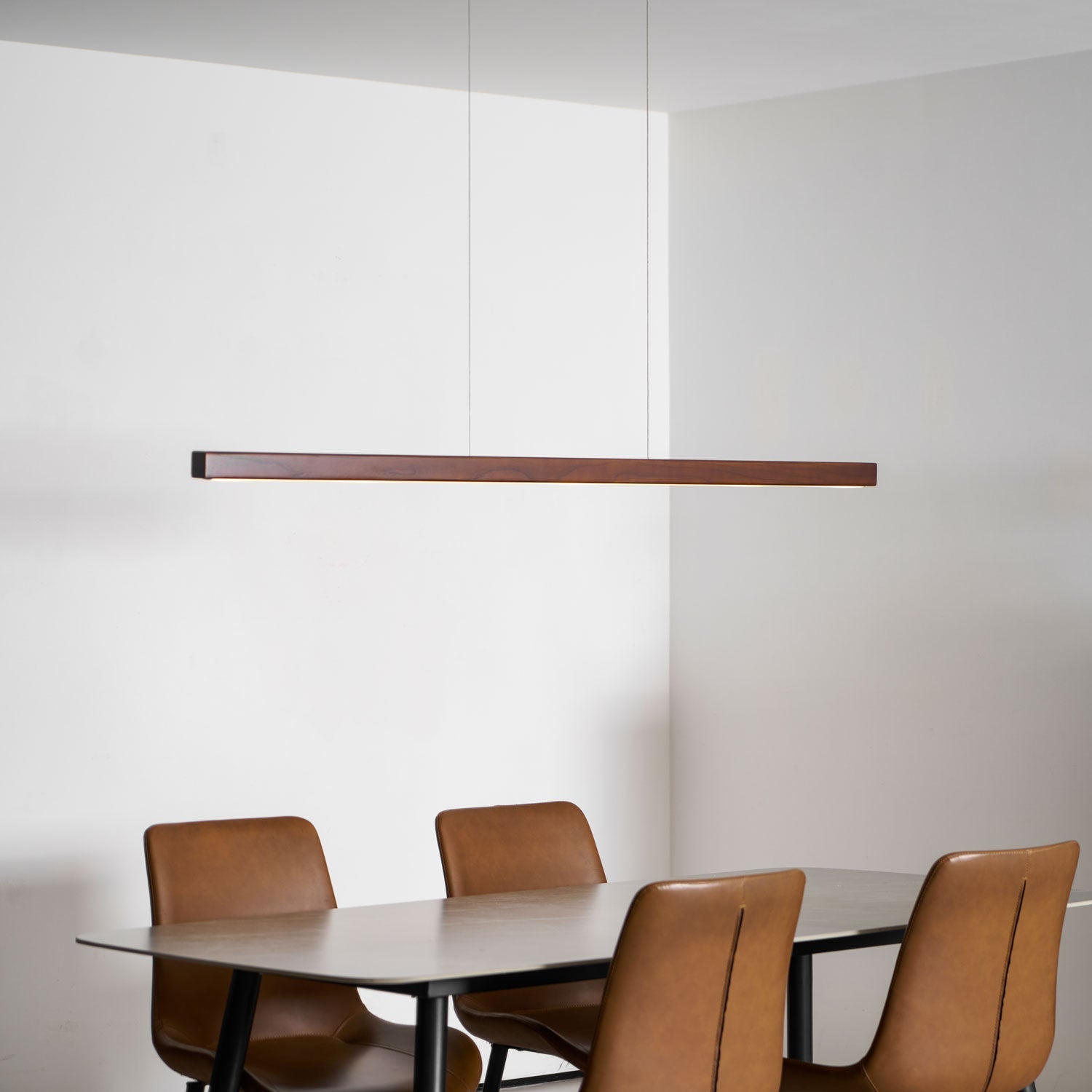 Lineare Holz-Pendelleuchte — Skandinavische LED-Pendelleuchte mit verstellbarer Höhe - Lamylie