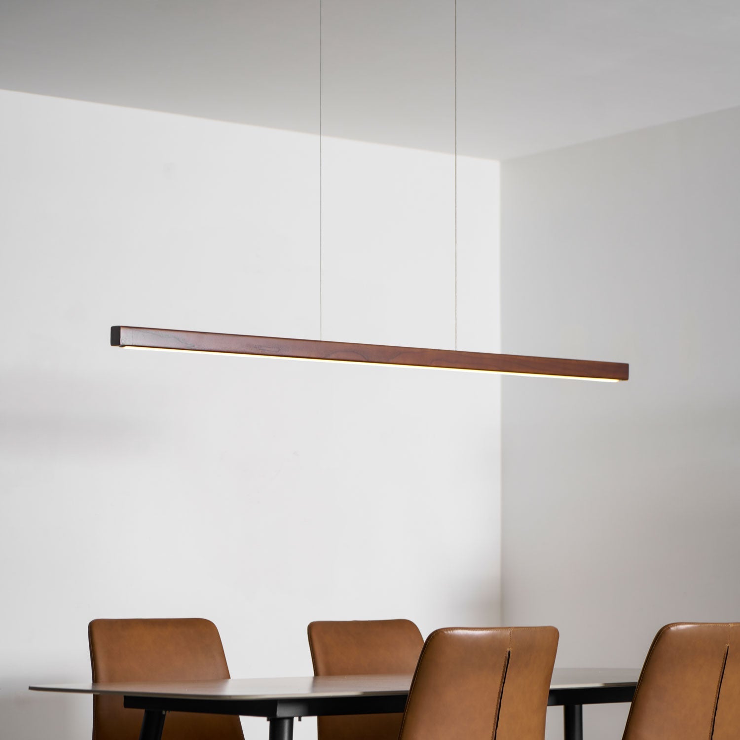 Lineare Holz-Pendelleuchte — Skandinavische LED-Pendelleuchte mit verstellbarer Höhe - Lamylie