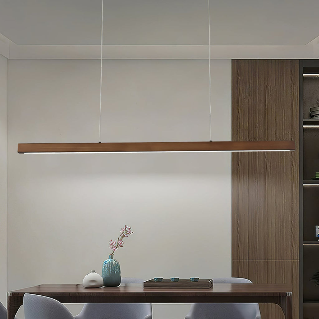 Lineare Holz-Pendelleuchte — Skandinavische LED-Pendelleuchte mit verstellbarer Höhe - Lamylie
