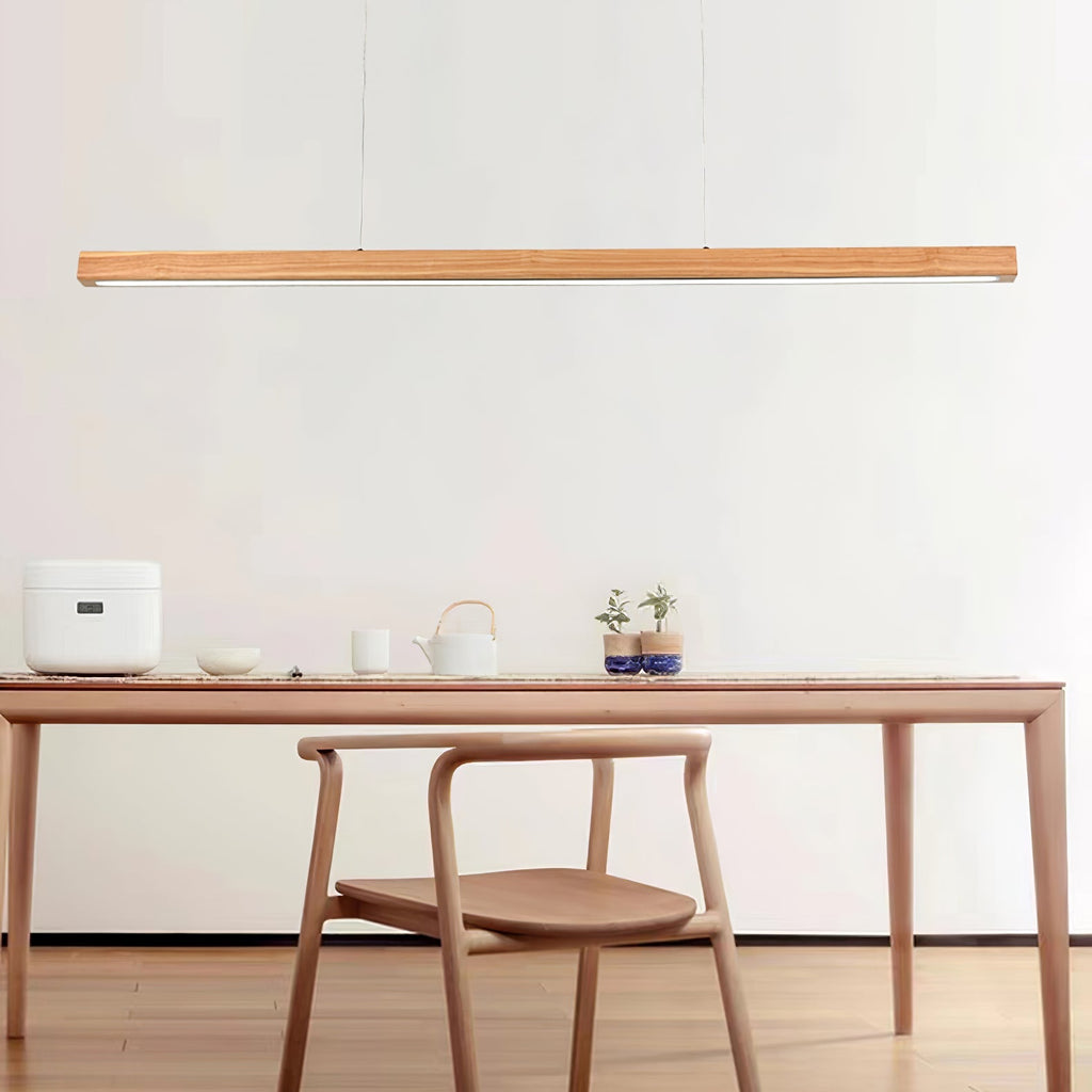 Lineare Holz-Pendelleuchte — Skandinavische LED-Pendelleuchte mit verstellbarer Höhe - Lamylie