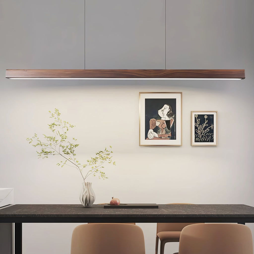 Lineare Holz-Pendelleuchte — Skandinavische LED-Pendelleuchte mit verstellbarer Höhe - Lamylie