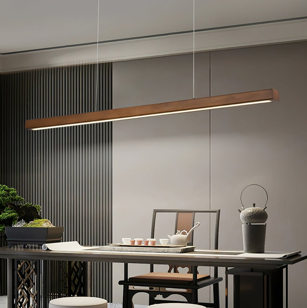 Lineare Holz-Pendelleuchte — Skandinavische LED-Pendelleuchte mit verstellbarer Höhe - Lamylie