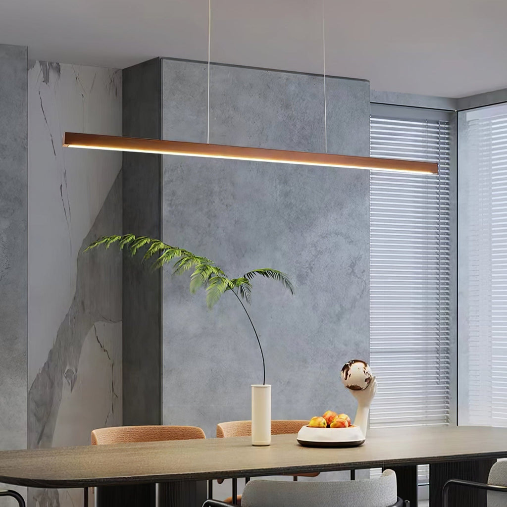 Lineare Holz-Pendelleuchte — Skandinavische LED-Pendelleuchte mit verstellbarer Höhe - Lamylie