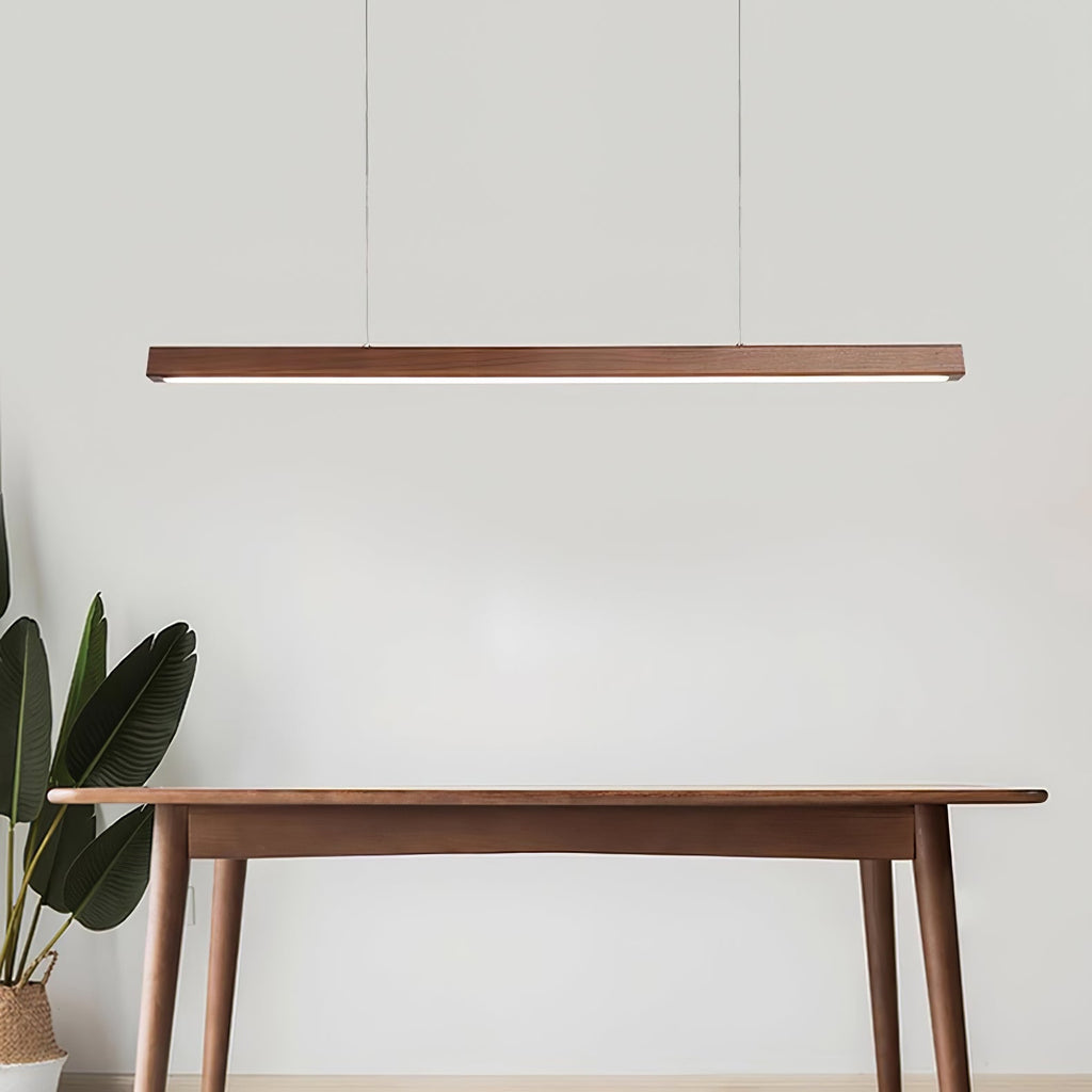 Lineare Holz-Pendelleuchte — Skandinavische LED-Pendelleuchte mit verstellbarer Höhe - Lamylie