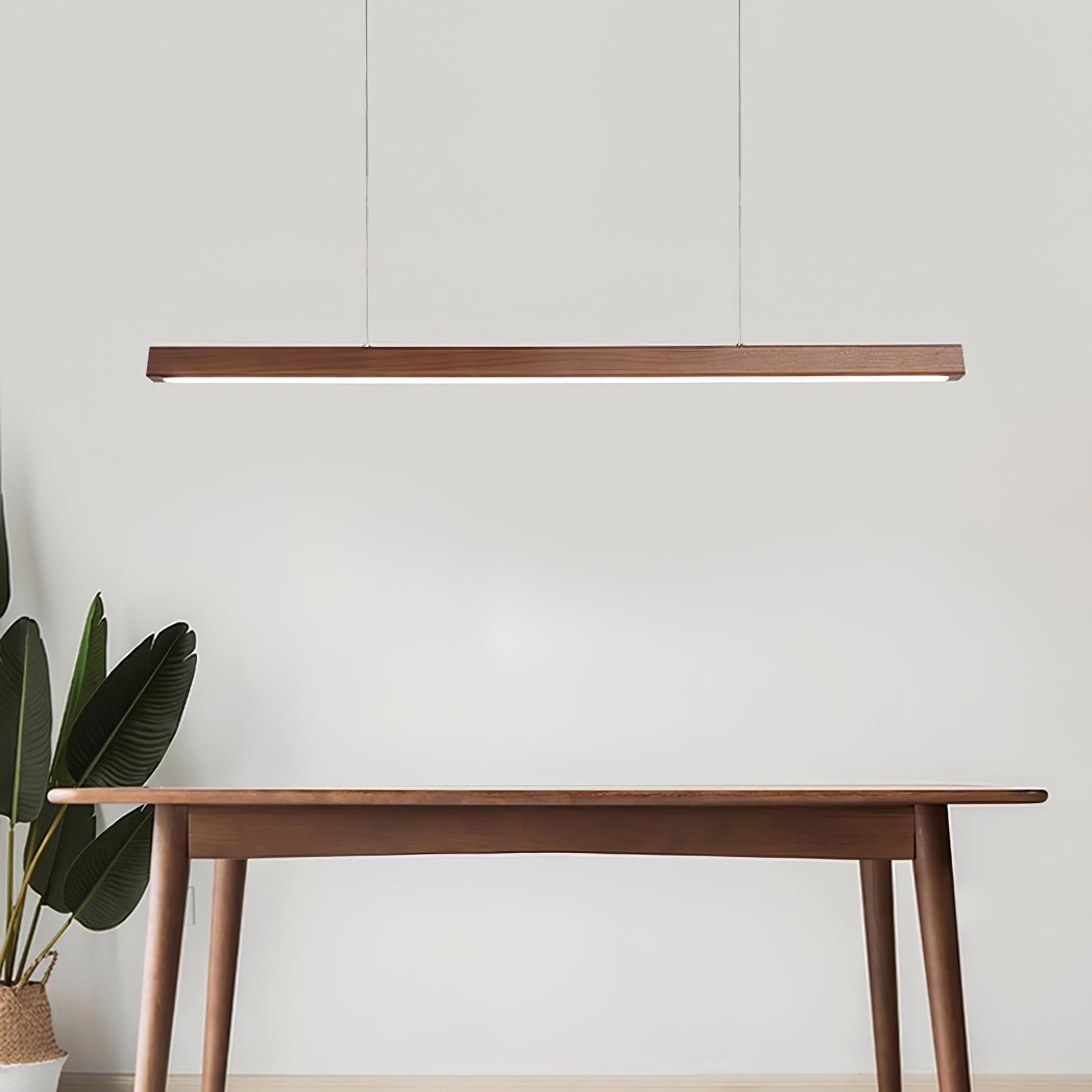 Lineare Holz-Pendelleuchte — Skandinavische LED-Pendelleuchte mit verstellbarer Höhe - Lamylie