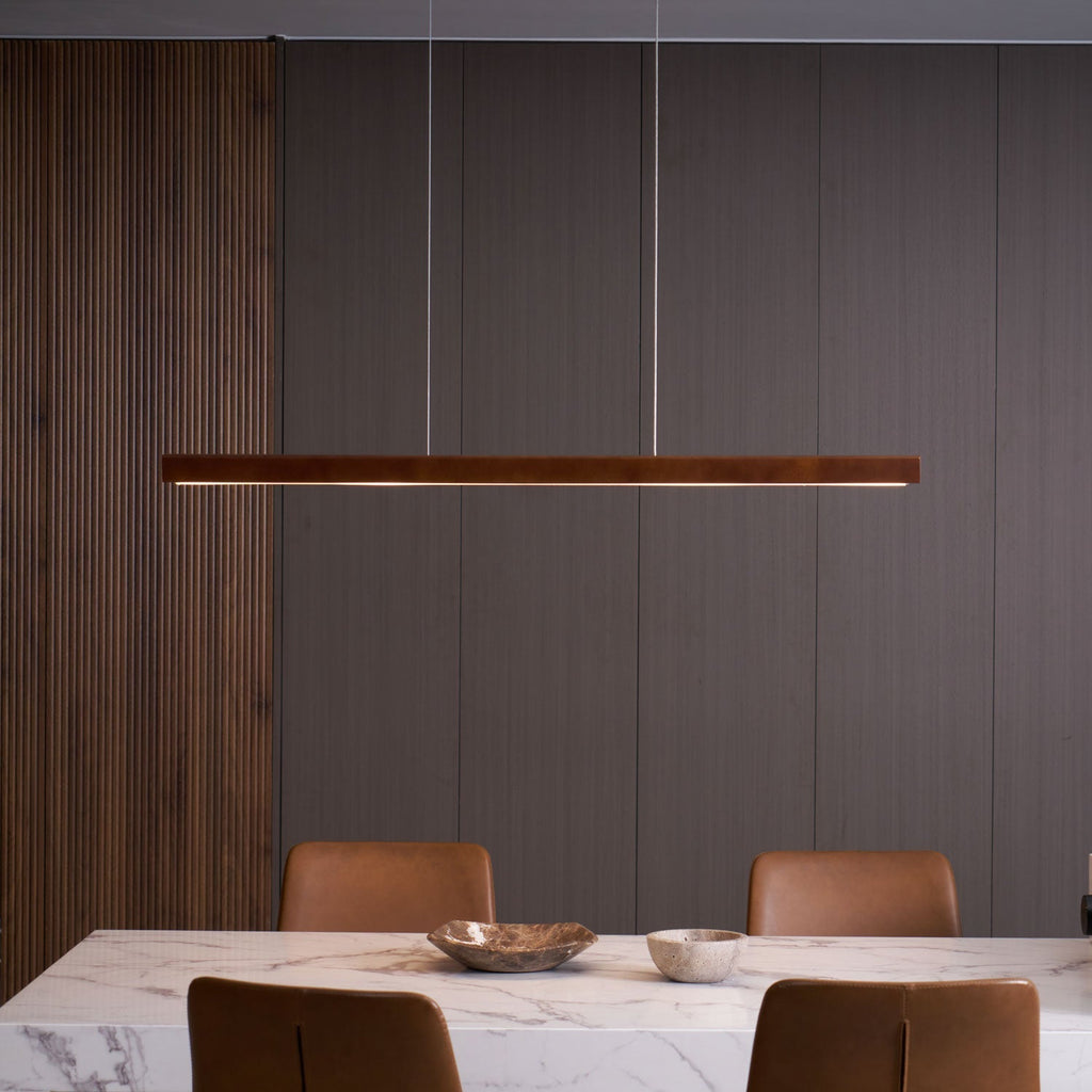 Lineare Holz-Pendelleuchte — Skandinavische LED-Pendelleuchte mit verstellbarer Höhe - Lamylie