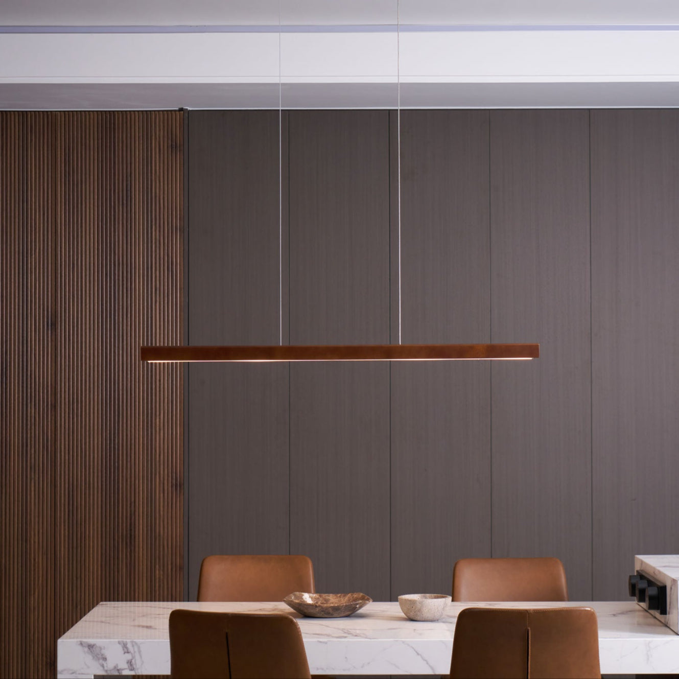 Lineare Holz-Pendelleuchte — Skandinavische LED-Pendelleuchte mit verstellbarer Höhe - Lamylie