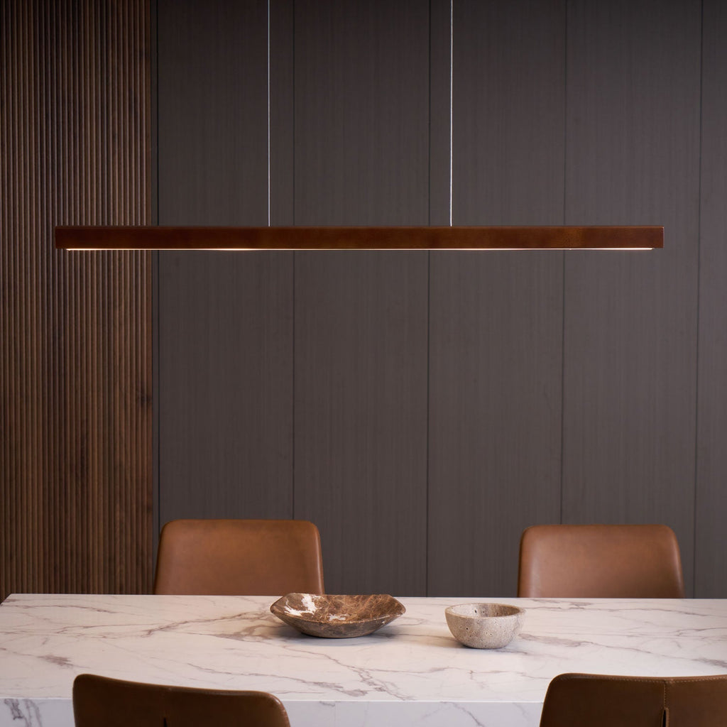 Lineare Holz-Pendelleuchte — Skandinavische LED-Pendelleuchte mit verstellbarer Höhe - Lamylie