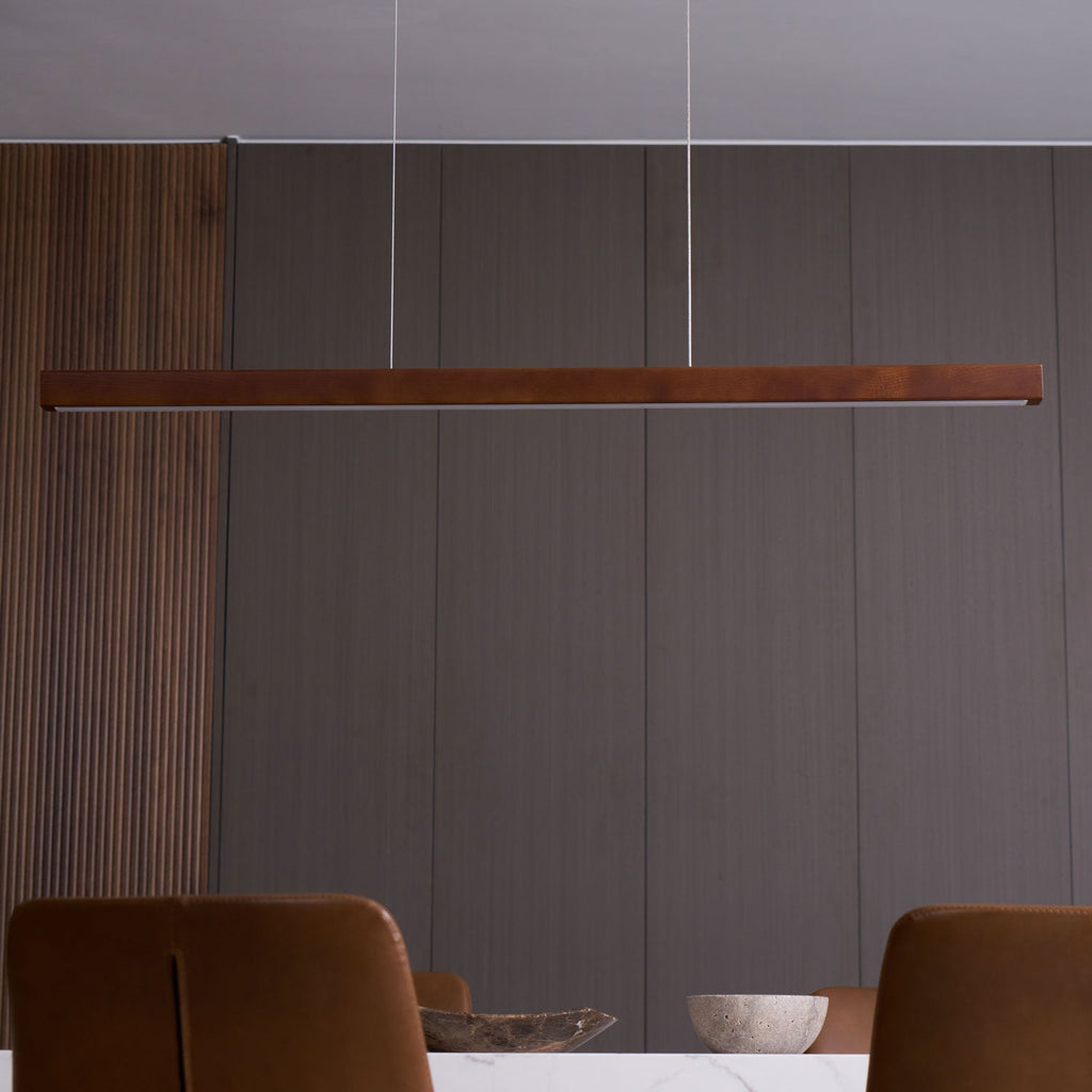 Lineare Holz-Pendelleuchte — Skandinavische LED-Pendelleuchte mit verstellbarer Höhe - Lamylie