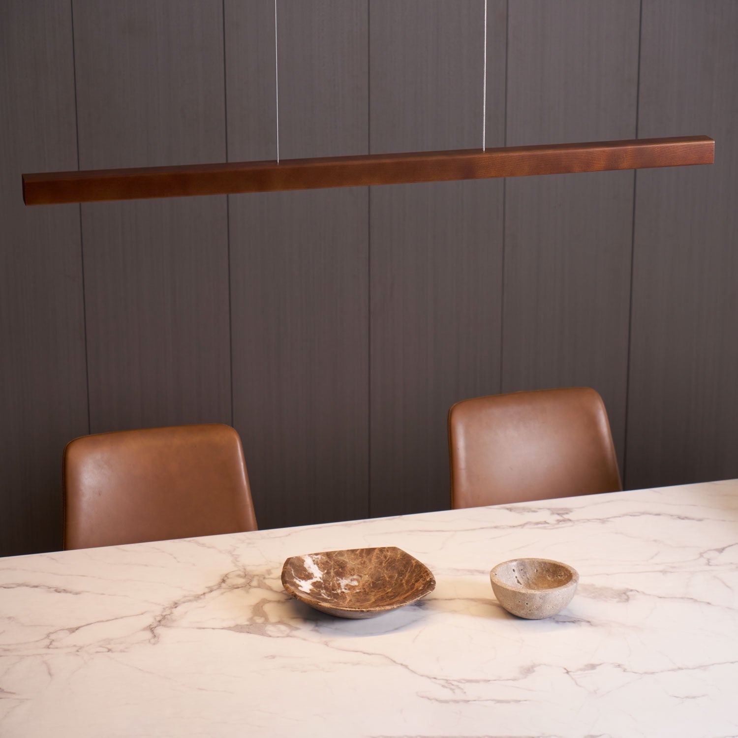 Lineare Holz-Pendelleuchte — Skandinavische LED-Pendelleuchte mit verstellbarer Höhe - Lamylie