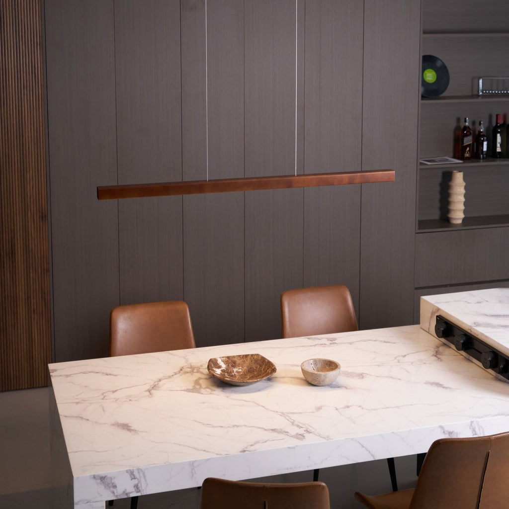 Lineare Holz-Pendelleuchte — Skandinavische LED-Pendelleuchte mit verstellbarer Höhe - Lamylie