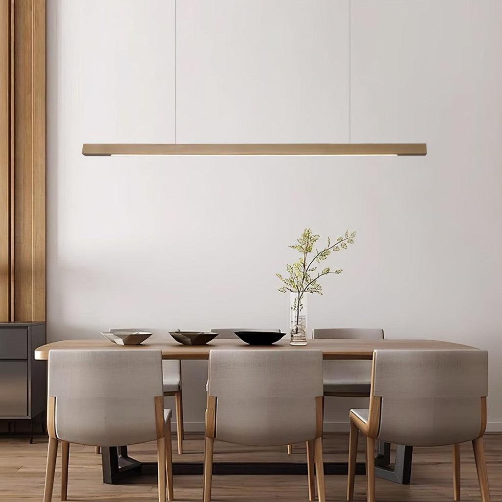 Lineare Holz-Pendelleuchte — Skandinavische LED-Pendelleuchte mit verstellbarer Höhe - Lamylie