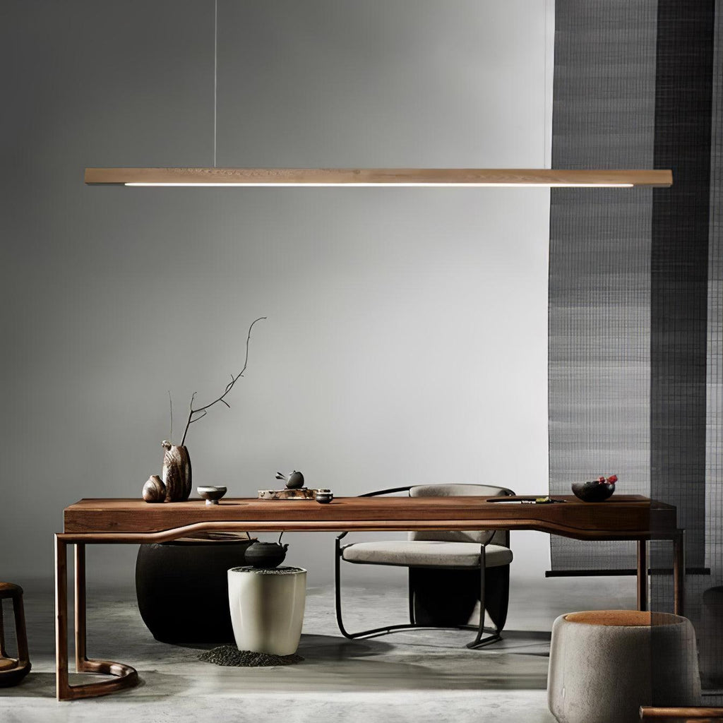 Lineare Holz-Pendelleuchte — Skandinavische LED-Pendelleuchte mit verstellbarer Höhe - Lamylie