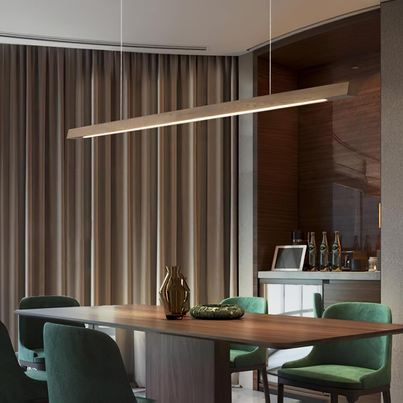 Lineare Holz-Pendelleuchte — Skandinavische LED-Pendelleuchte mit verstellbarer Höhe - Lamylie