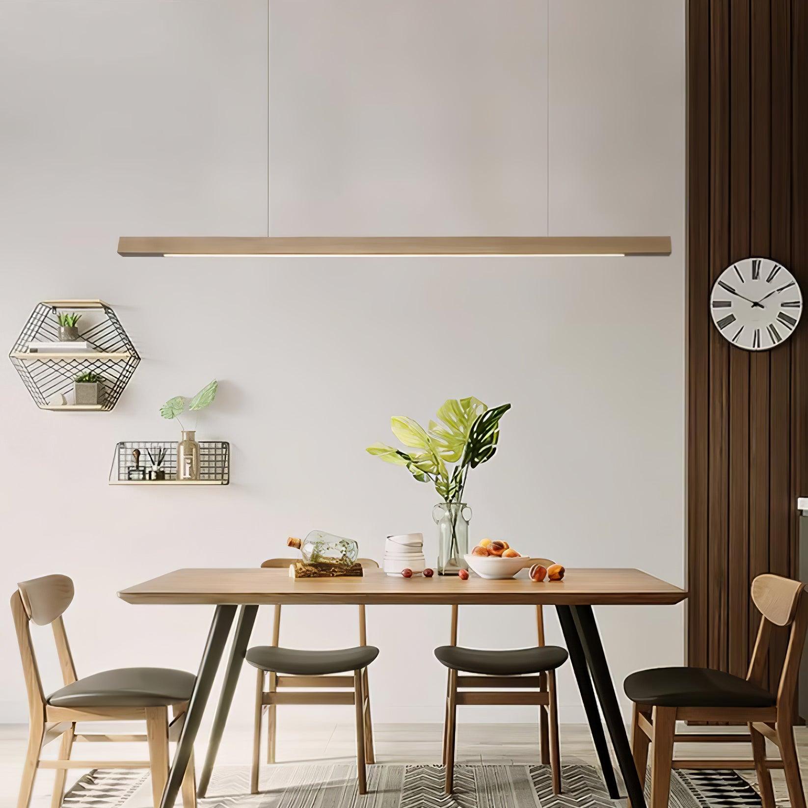 Lineare Holz-Pendelleuchte — Skandinavische LED-Pendelleuchte mit verstellbarer Höhe - Lamylie