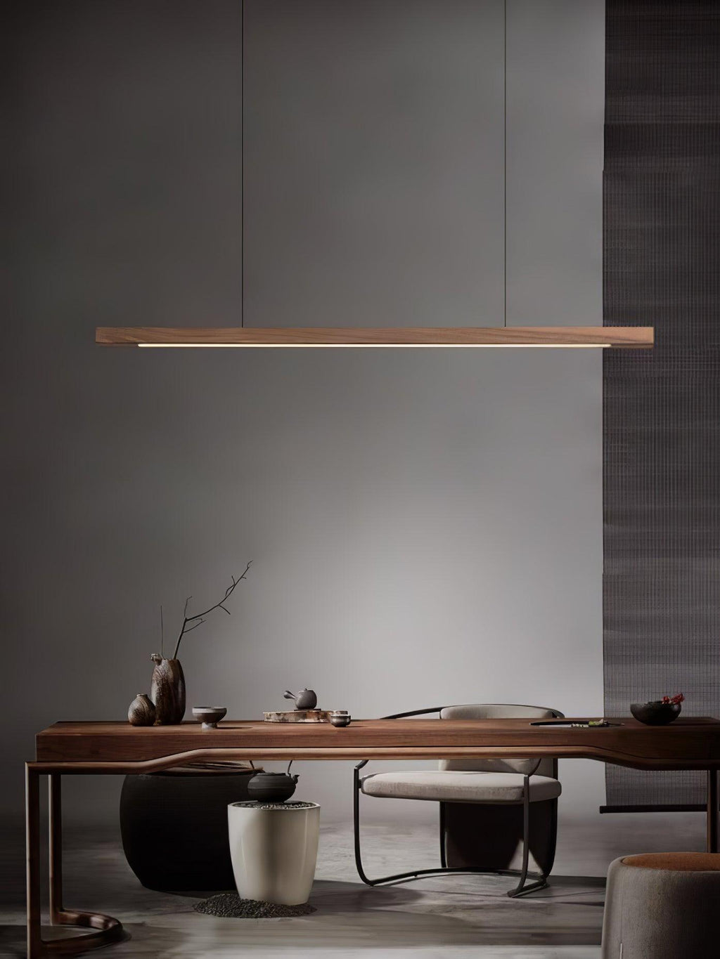 Lineare Holz-Pendelleuchte — Skandinavische LED-Pendelleuchte mit verstellbarer Höhe - Lamylie