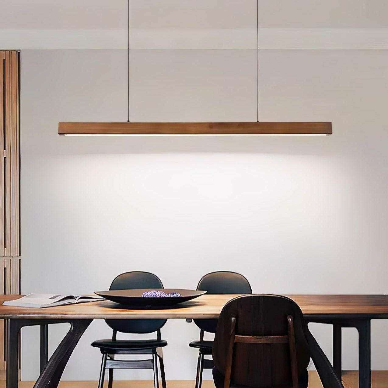 Lineare Holz-Pendelleuchte — Skandinavische LED-Pendelleuchte mit verstellbarer Höhe - Lamylie