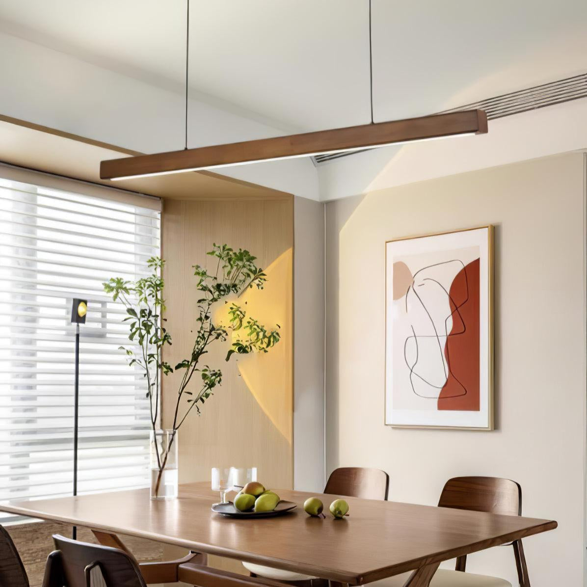 Lineare Holz-Pendelleuchte — Skandinavische LED-Pendelleuchte mit verstellbarer Höhe - Lamylie