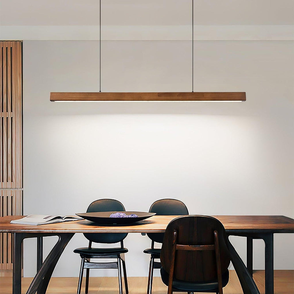 Lineare Holz-Pendelleuchte — Skandinavische LED-Pendelleuchte mit verstellbarer Höhe - Lamylie