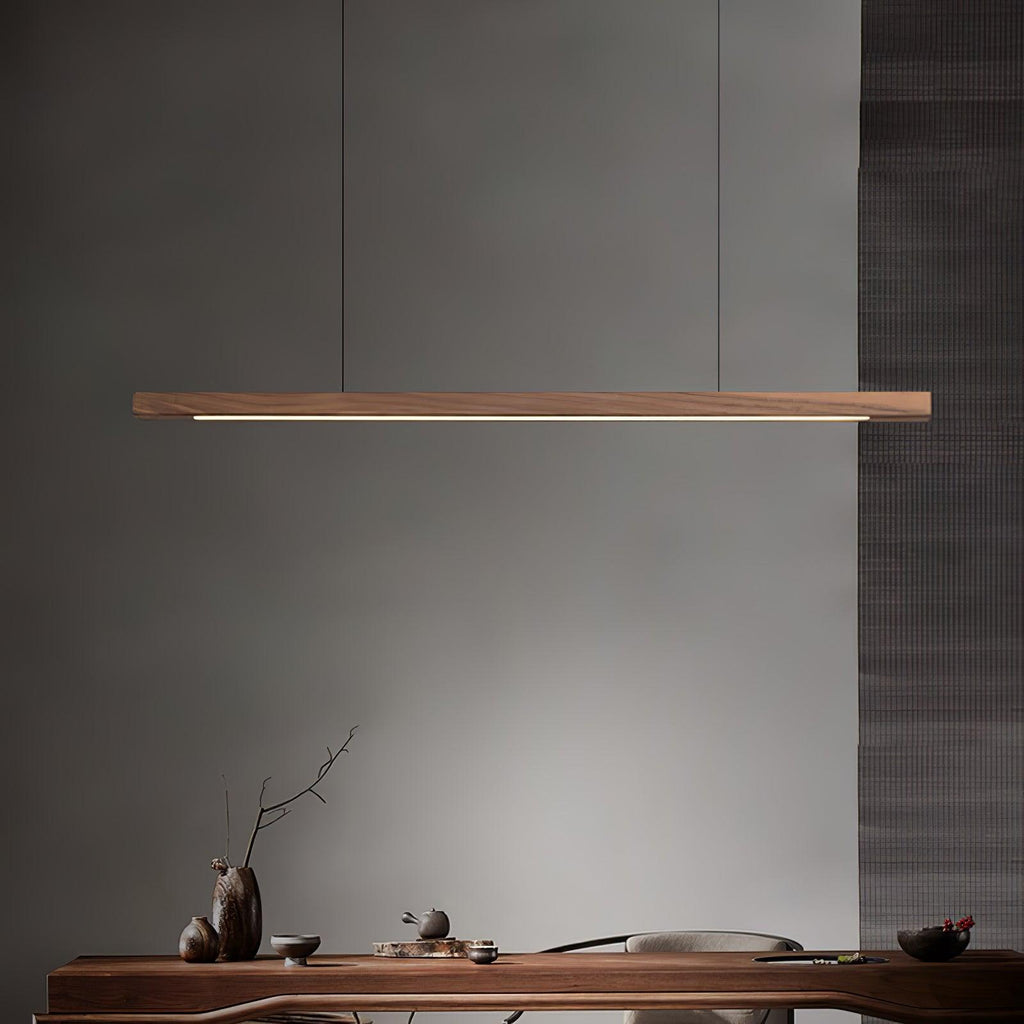Lineare Holz-Pendelleuchte — Skandinavische LED-Pendelleuchte mit verstellbarer Höhe - Lamylie