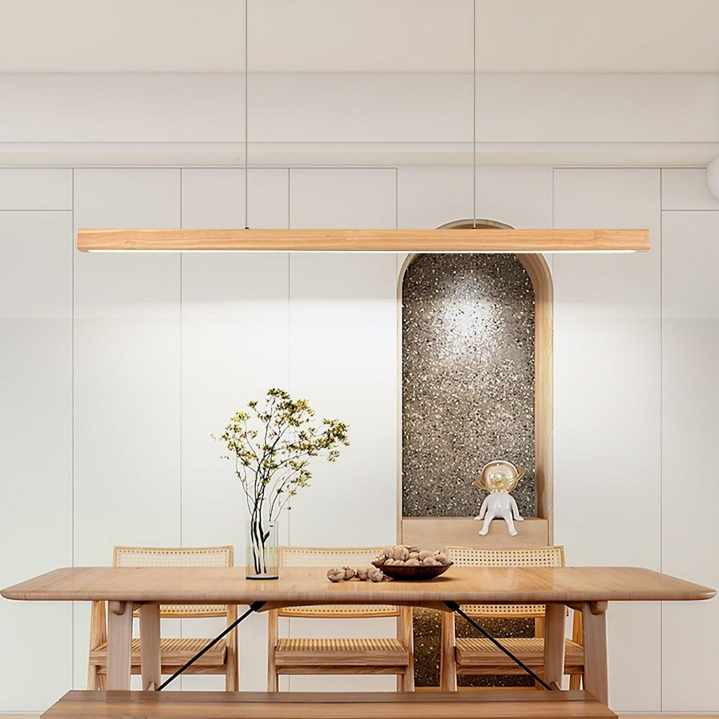 Lineare Holz-Pendelleuchte — Skandinavische LED-Pendelleuchte mit verstellbarer Höhe - Lamylie